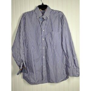 Paul Shark Button Up Shirt Mens 42 Long Sleeve Striped Yacht Purple